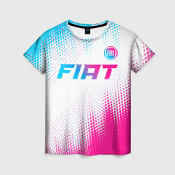 Футболка женская Fiat neon gradient style: символ сверху, цвет: 3D-принт