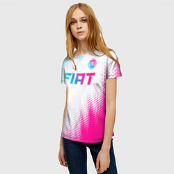 Футболка женская Fiat neon gradient style: символ сверху, цвет: 3D-принт — фото 2