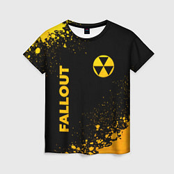 Женская футболка Fallout - gold gradient: надпись, символ