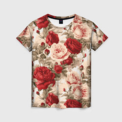 Женская футболка Розы паттерн