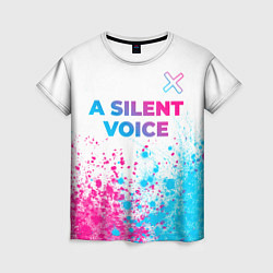Женская футболка A Silent Voice neon gradient style: символ сверху