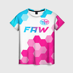 Женская футболка FAW neon gradient style: символ сверху