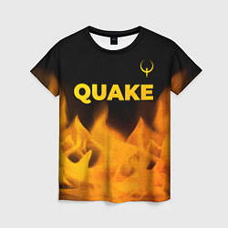 Женская футболка Quake - gold gradient: символ сверху