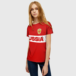 Футболка женская Russia - красно-белый, цвет: 3D-принт — фото 2