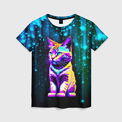 Женская футболка Космический котёнок - звездопад