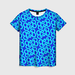Женская футболка Логотип Барби - синий паттерн
