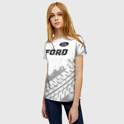 Футболка женская Ford speed на светлом фоне со следами шин: символ, цвет: 3D-принт — фото 2