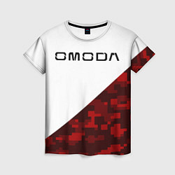 Женская футболка Omoda red white