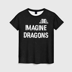 Женская футболка Imagine Dragons glitch на темном фоне: символ свер