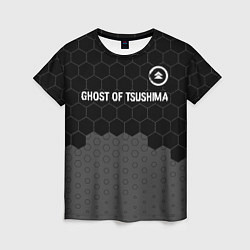 Женская футболка Ghost of Tsushima glitch на темном фоне: символ св