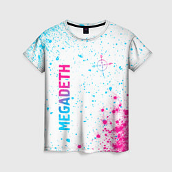 Женская футболка Megadeth neon gradient style: надпись, символ