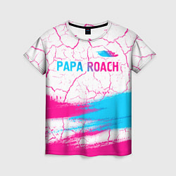 Женская футболка Papa Roach neon gradient style: символ сверху