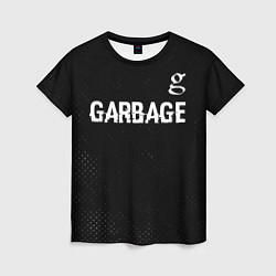 Футболка женская Garbage glitch на темном фоне: символ сверху, цвет: 3D-принт