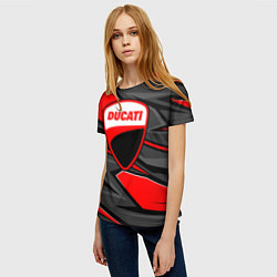 Футболка женская Ducati - red stripes, цвет: 3D-принт — фото 2