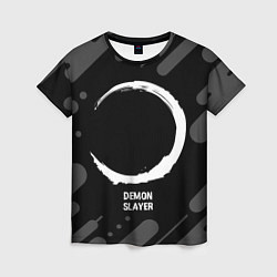 Женская футболка Demon Slayer glitch на темном фоне