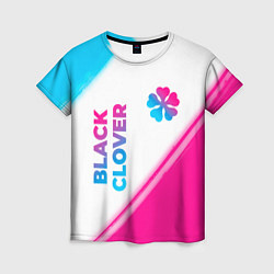 Женская футболка Black Clover neon gradient style: надпись, символ