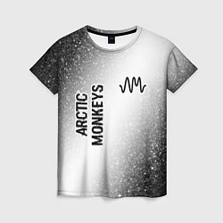 Женская футболка Arctic Monkeys glitch на светлом фоне: надпись, си
