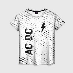 Женская футболка AC DC glitch на светлом фоне: надпись, символ