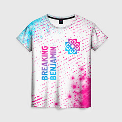 Женская футболка Breaking Benjamin neon gradient style: надпись, си