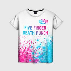 Футболка женская Five Finger Death Punch neon gradient style: симво, цвет: 3D-принт