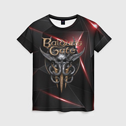 Женская футболка Baldurs Gate 3 logo black red