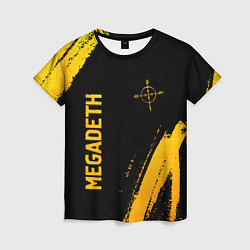 Женская футболка Megadeth - gold gradient: надпись, символ