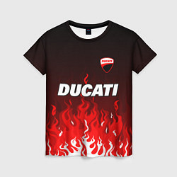 Футболка женская Ducati- красное пламя, цвет: 3D-принт