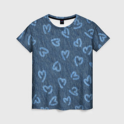 Женская футболка Hearts on denim