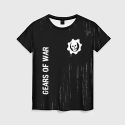 Женская футболка Gears of War glitch на темном фоне: надпись, симво
