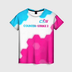 Женская футболка Counter-Strike 2 neon gradient style: символ сверх