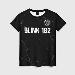 Женская футболка Blink 182 glitch на темном фоне: символ сверху