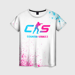 Женская футболка Counter-Strike 2 neon gradient style