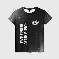 Женская футболка Five Finger Death Punch glitch на темном фоне: над