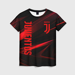 Женская футболка Juventus black red logo