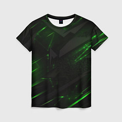 Футболка женская Dark black green abstract, цвет: 3D-принт