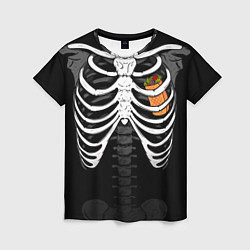 Женская футболка Скелет: ребра с шаурмой