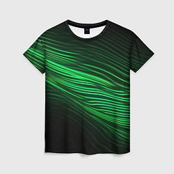 Женская футболка Green neon lines