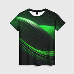 Женская футболка Зеленые абстрактные волны