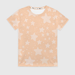 Футболка женская Большие звёзды бежевый, цвет: 3D-принт
