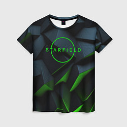 Женская футболка Starfield black green logo