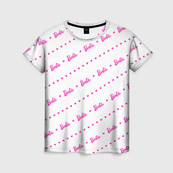 Женская футболка Барби паттерн - логотип и сердечки