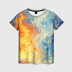 Женская футболка Вода и пламя абстракция