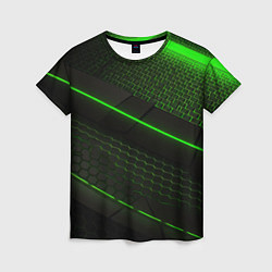 Женская футболка Зеленая абстракция со светом