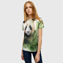 Футболка женская Панда акварель, цвет: 3D-принт — фото 2