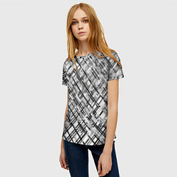 Футболка женская Чёрно-белая сеть, цвет: 3D-принт — фото 2