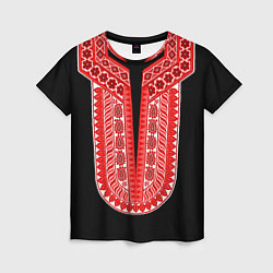 Женская футболка Красный орнамент в руском стиле