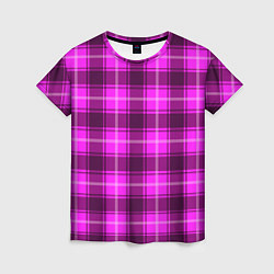 Женская футболка Шотландка розовая