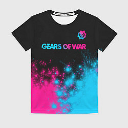 Футболка женская Gears of War - neon gradient: символ сверху, цвет: 3D-принт