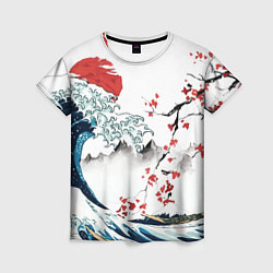 Женская футболка Хокусай большая волна в Канагаве - пародия укиё