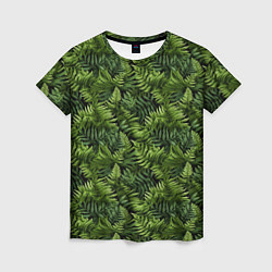Женская футболка Листья папоротника паттерн